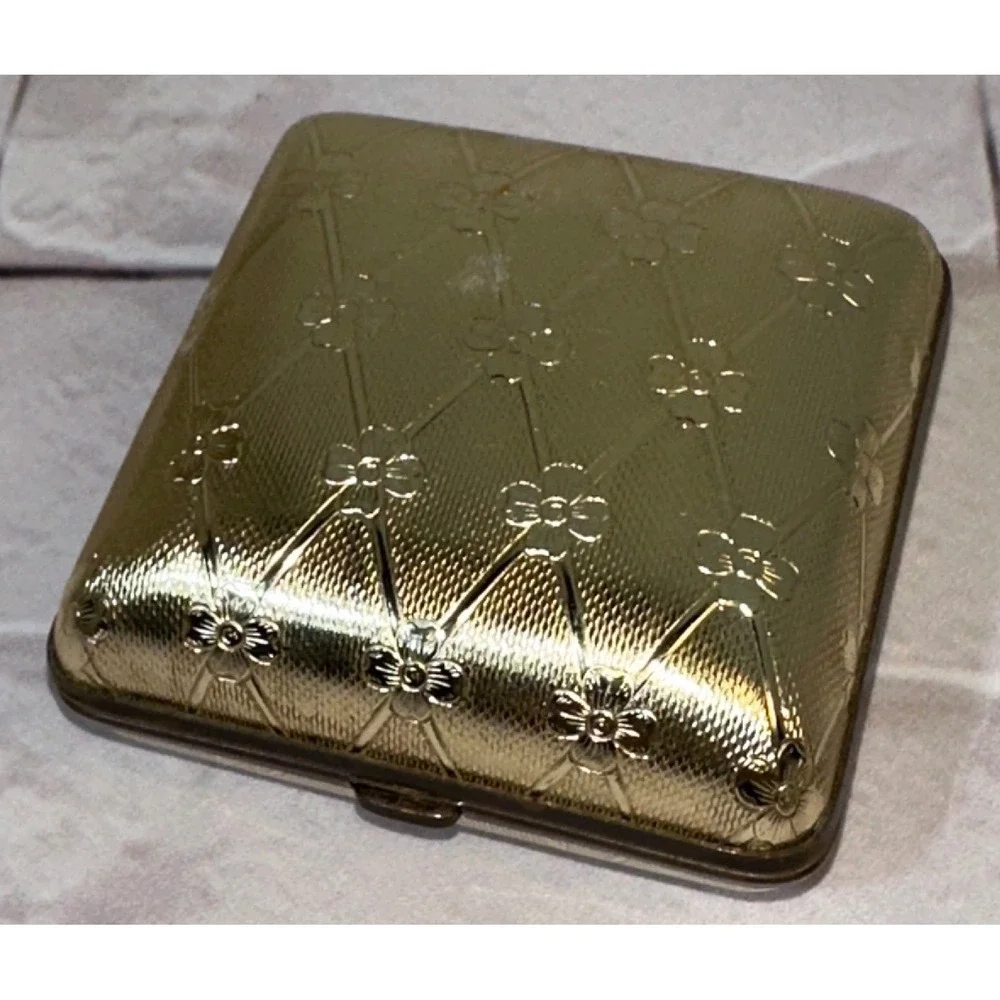 Vintage Bradley Travel Alarm Clock Gold Tone Floral Case Western Germany MCM